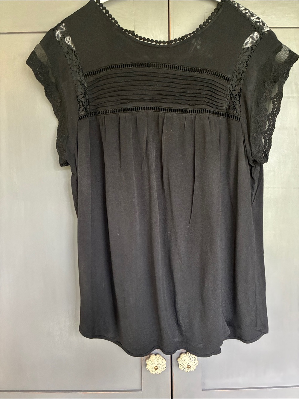 Black Daniel Rain xl  Lace Short Sleeve Women's Top
